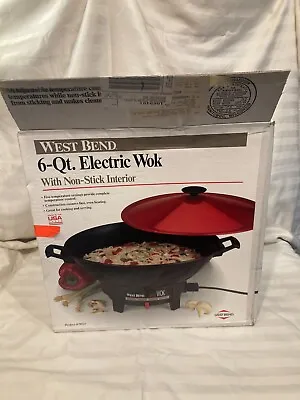 WEST BEND Elec Wok 79525 Vintage 6-Qt  Red/Black Non Stick - See Vid - Tested • $25