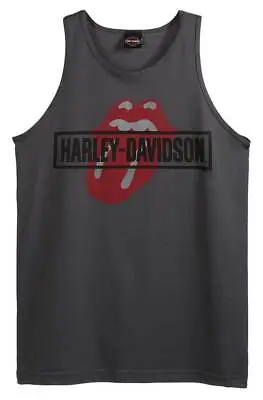 Harley-Davidson Men's Rolling Stones Mash Sleeveless Cotton Tank Top Charcoal • $23.95