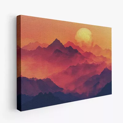 Awe-inspiring Dawn Above Mountain 2 Horizontal Canvas Wall Art Prints Pictures • $58.99