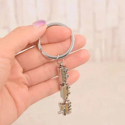 Mini Charm Silver Metal Auto Car Train Keychain Key Ring Men Accessories Gift • $7.69