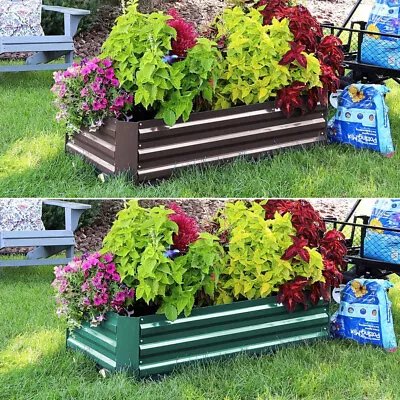 Raised Steel Vegetable Garden Bed Grow Herbs Flower Fruit Trough Planter Large • £26.95