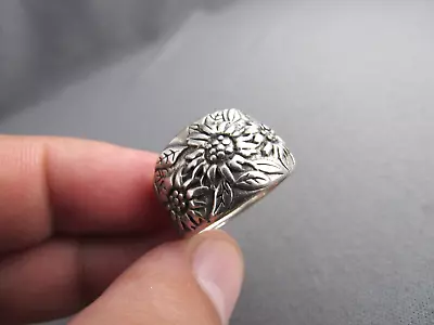 Vintage Israel B Sterling Heavy Raised Relief Sunflower Ring Size 9.75 • $39.99