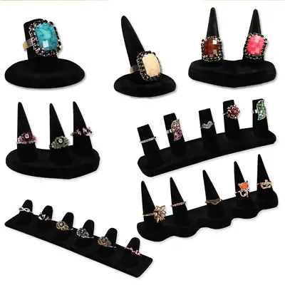 Black Flocking Ring Holder Finger Display Stand Jewelry Tray Ring Organizer • £4.55