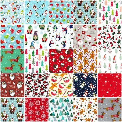 £2.79 • Buy Christmas Polycotton Fabric Half Metre Increments 40+ Designs * Buy 4 Get 1 Free