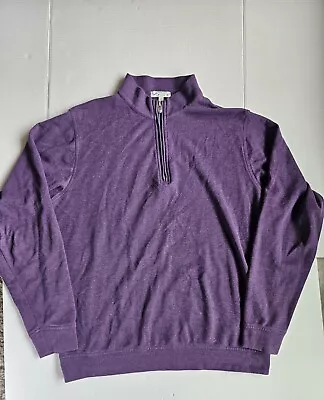 Peter Millar Mens Pullover Sweater 1/4 Zip Cotton & Modal Purple Golf Size Large • $39