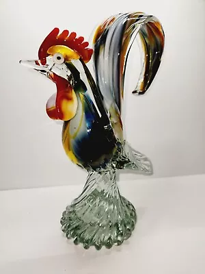 Murano Hand Blown Rooster Art Glass Figurine Sculpture 13 1/2  Tall • $69.99