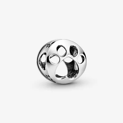 S925 Silver Plated Openwork Paw Print Charm C21 • £12.95