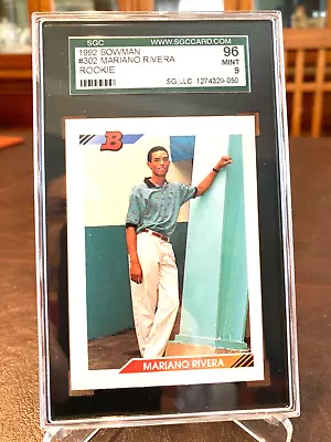 Mariano Rivera 1992 Bowman Rookie Card #302 Graded SGC 96 Mint 9 Hall Of Fame • $99.95