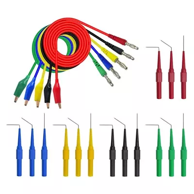 4mm Banana To Banana Plug Test Lead Kit With Wire Piercing Probe Alligator Clip • $28.99