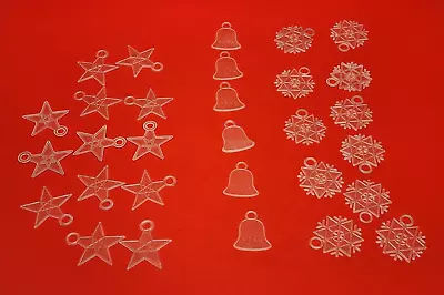 30 Vintage Christmas Ornaments Stars Snowflakes Bells Plastic Mid Century • $18.88