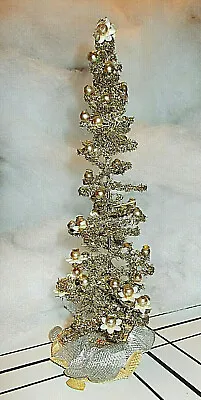 Antique German Wire Wrapped Christmas Tree W/mercury Glass Balls & Embellishment • $49.99