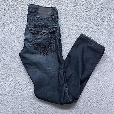 True Religion Jeans Mens 28 Gray Corduroy Super Ricky Distressed Y2K Mens 28x31 • $39.88