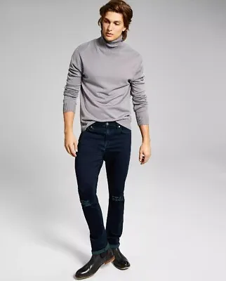 And Now This Men's Solid Gray Turtleneck Sweater Black $49 Medium • $7.65