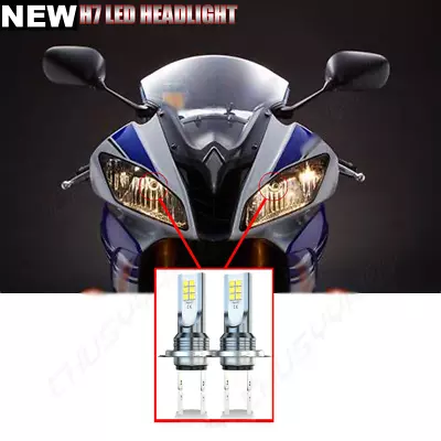 For Yamaha YZF-R6 2006 08 2009 YZF-R1 6000k H7 Motorcycle LED Headlight Bulb HK • $16.46