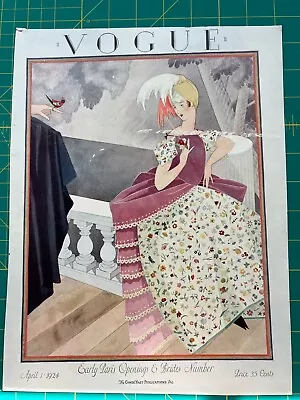 Original Antique Vogue Magazine April 1 1924 Cover Only • $25