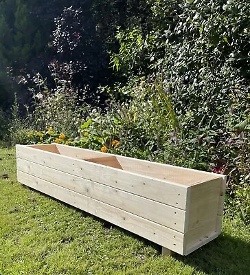 Wooden Garden Planter Patio Box Flower Plant Pot Trough Raised Bed Large • £48.99