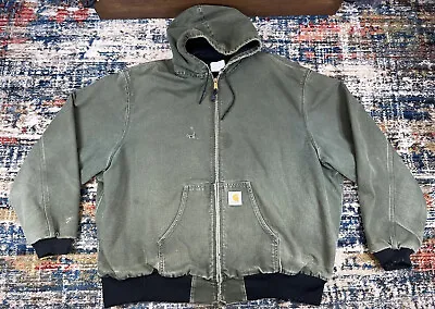 $39.99 • Buy Vtg Carhartt Jacket Olive Green Canvas Duck Thermal Faded Distressed Men Sz 3XL