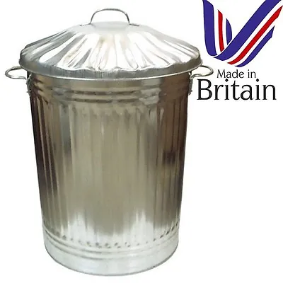 Large 90L Litre Galvanised Metal Bin Rubbish Waste Dustbin Animal Feed Storage U • £19.95