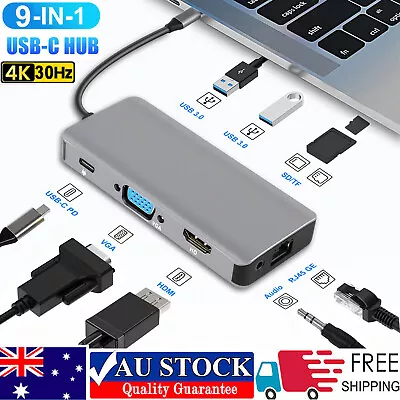 9-in-1 Multiport USB C Hub Ethernet Type C Adapter For MacBook Pro/Air IPad Pro • $29.99