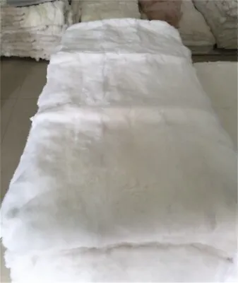 Genuine Real White Rabbit FUR Plates Pelz Blanket Throw  22 X45  FUR Rug Carpet • $32.29