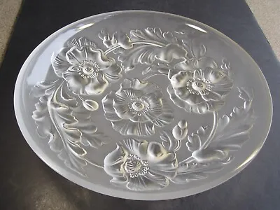 Huge Frosted Satin Glass American  Verlys   Floral Fruit Bowl - 13 3/4  Diameter • $45