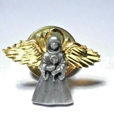 Vintage Multi Tone Art Metal Angel Christmas Holiday Pin Brooch Lapel Marked  Aw • $4.23