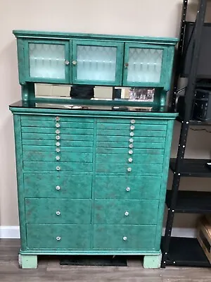 Antique Cabinet 22 Drawer & 3 Cupboards Dental Medical Cabinet Vintage Rare  • $1000