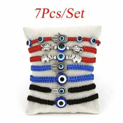 $7.99 • Buy 7Pcs/set Evil Eye Beaded Lucky Bracelet Red Rope String Adjustable Bangle Hot US