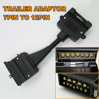 $14.01 • Buy 7pin Flat Female Socket To 12 Pin Male Plug Trailer Adaptor Caravan Connectors