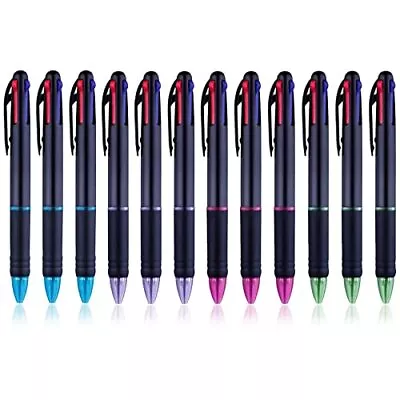 12pcs 4-in-1 Multicolor Ballpoint Pens 0.7mm Colored Pens Fine Point Retracta... • $13.83