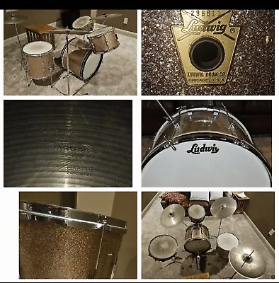Ludwig Clubdate Champagne Sparkle Vintage 1966 Drum Set Message If Near Atlanta  • $2000