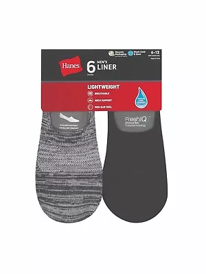 Hanes® Men’s Lightweight Liners Socks 6 Pack  FreshIQ®~Breathable~Non-Slip Heel  • $9.99