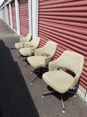 Set 4 Mid Century Danish Modern Eero Saarenin Swivel Office Dining Lounge Chairs • $1899