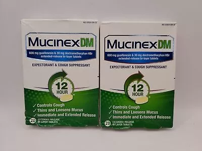 2 X Mucinex DM 12 Hour Expectorant And Cough Suppressant Tablet 20Ct Exp 04/26 • $13.73