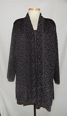 Misook Woman Blk/Gray/Wht Striped Design Shawl Collar Open Front Jacket & Top 3X • $69.99