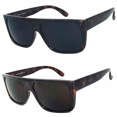 Retro Square Frame Sunglasses Mens Womens Flat Top Square Super Dark Lens • $8.99