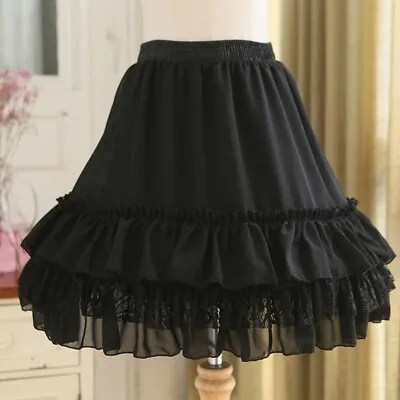 £16.90 • Buy Women Lolita Skirt Petticoat Crinoline Underskirt Tutu Lace Ruffle Cosplay Black
