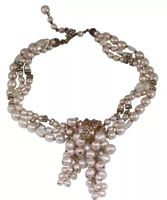 Vintage Miriam Haskell Imitation Pearl Choker Necklace Cluster Grape Early Mark • $799.99