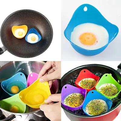 US 4-8 Pack Egg Poacher Silicone Poaching Cups Boil Microwave Stove Top Cook Egg • $7.89