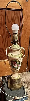 Leviton Table Lamp Porcelain/Brass Vintage 23”x 6.5” X 4 1/2” Base Works! • $35