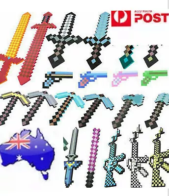 Australia Based Minecraft Foam Diamond Sword Pickaxe Toy Kids Gift Party • $24.78