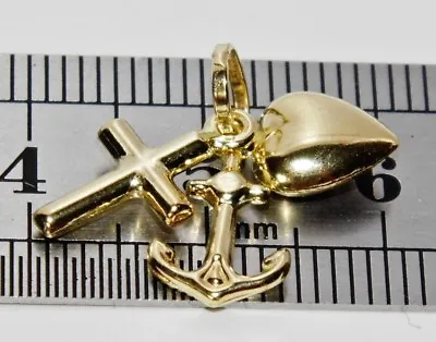 9ct Gold Heart Cross & Anchor  Faith Hope & Charity  Pendant / Charm • £45