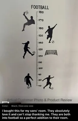 $13.99 • Buy NEW 75” X36” Soccer Football Kids Growth Chart Height Measure Wall Sticker Decal