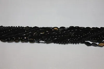 Genuine Stone Beads-Two (2) Strands14-15  Strands*Black Onyx * & * Black Stone * • $7.50