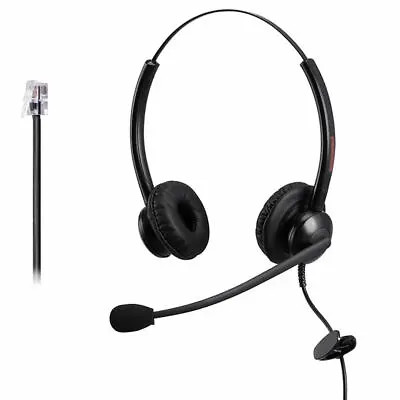 RJ9 Headset With Microphone Mic Call Center Headphone Office Landline Phone UK • £22.99