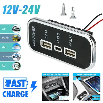 12V 3 Ports PD Type-C USB Car Charger Socket Power Adapter Auto Car Accessories# • $8.82