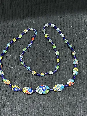 Antique Venetian Millefiori Graduated Murano Glass Bead Necklace 80cm Length • £30