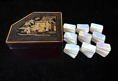 Qing Dynasty Napoleonic Era Game Mother Of Pearl Game Tokens. In Lacquered Box • $280