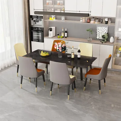 FATIVO Extendable Marble Dining Table Set Leather Chair Kitchen Modern Furniture • £809.90