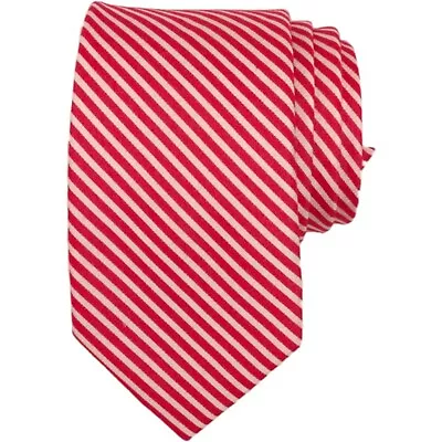 1901 Nordstrom Mens Slim Silk Tie 2.5 Red White Stripe Summer Wedding Necktie • $12.78